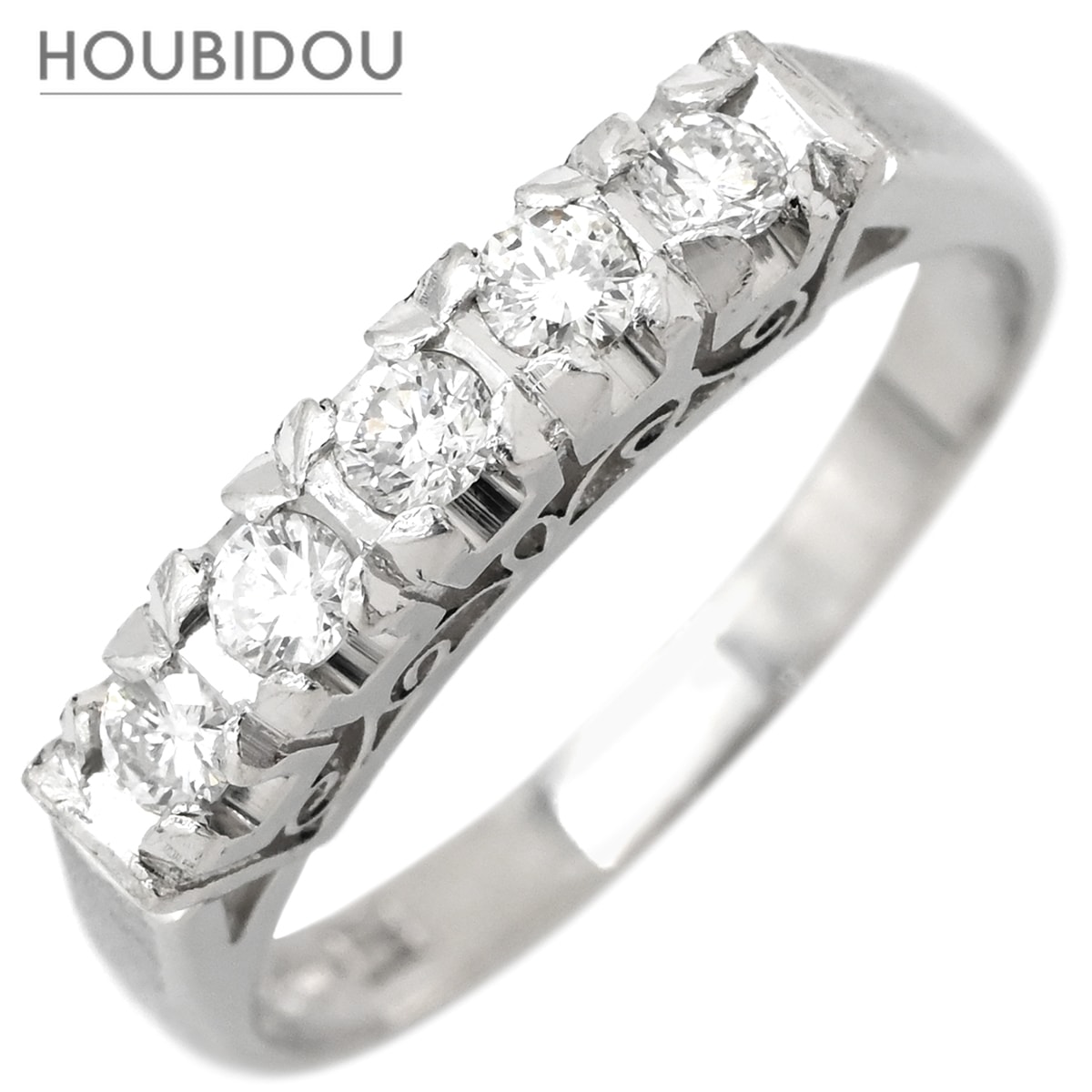 リング 指輪 ダイヤモンド 5粒 0.24ct プラチナシルバー プラチナ Pt900 造幣局検定マーク 一文字リング 5P 5石 10号【中古】