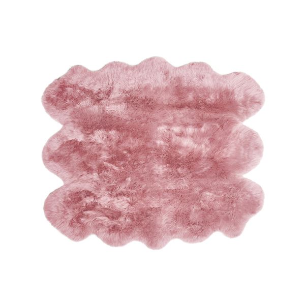 ムートンラグ 約130x160cm 6匹サイズ ピンク