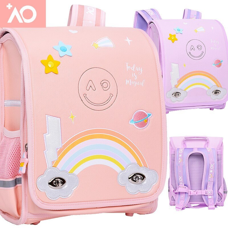 背骨保護バックパックスタイルの負担を軽減するための612歳の子供用ランドセルプライマリー1234年生