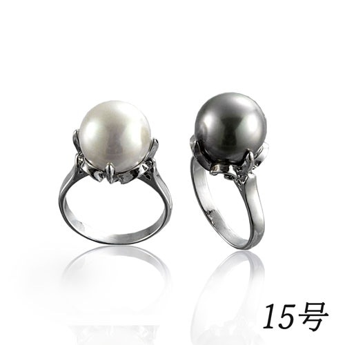 大粒貝パール指輪 ２本組（１５号）[ 指輪 リング レディース 2本組 シルバー ホワイト 12mm