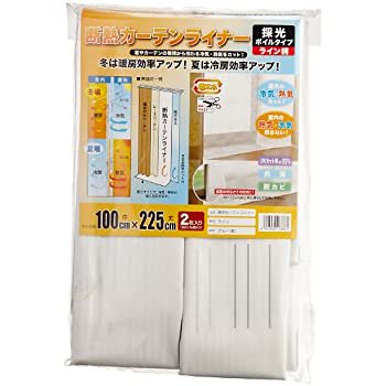 MEIWA 断熱カーテンライナー(採光ボイルライン柄) 100cm225cm 2枚セット ブルー