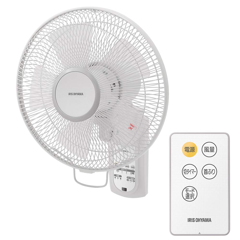 【節電対策】 アイリスオーヤマ 扇風機 壁掛け 首振り 風量3段階 リモコン付 タイマー付 リズム風 快眠モード マイコン式 ホワイト WFC-306
