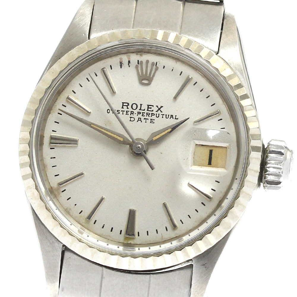 ロレックス ROLEX 6517 オイスターパーペチュアル デイト Cal.1130 リダンダイヤル WGベゼル 自動巻き レディース _861735【中古】