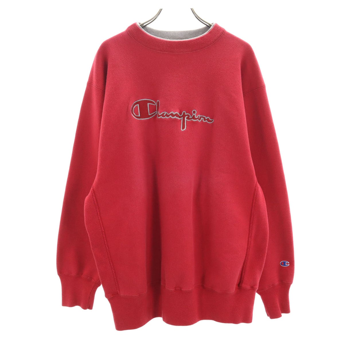 90s オールド USA製 刺繍タグ 長袖 襟ダブルカラー リバースウィーブ スウェット XL レッド メンズ 古着