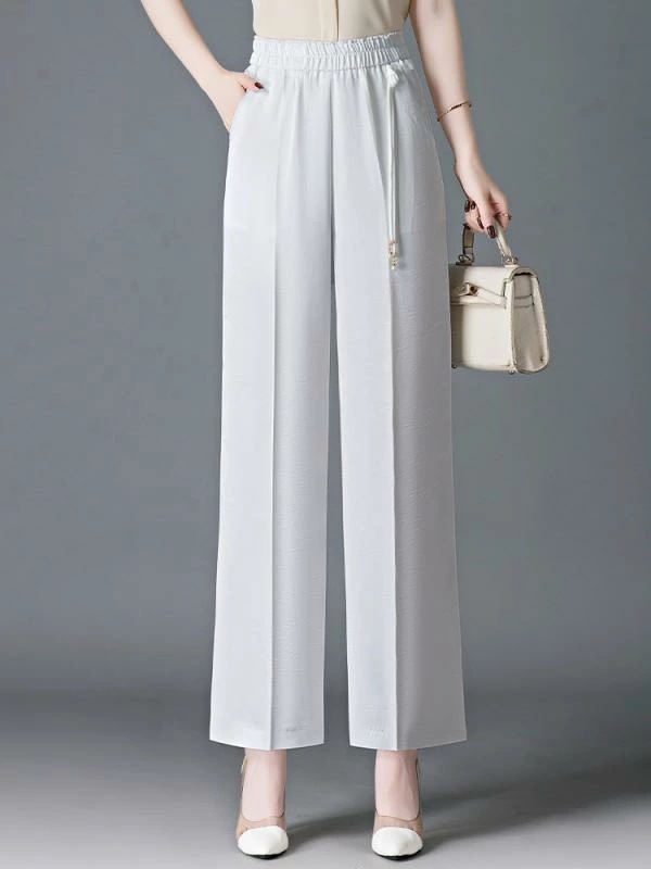 レディース ファッション おしゃれ チャイナ風 ドレープ ワイドレッグ パンツ 夏 ハイウエスト 西洋 婦人服 ストレート パンツ