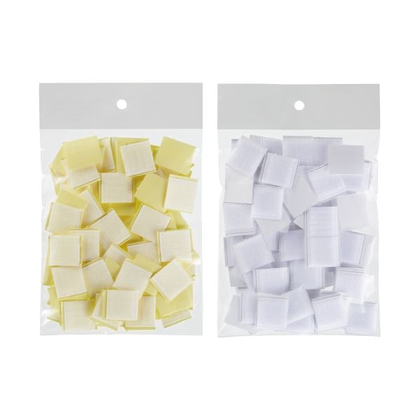 （まとめ）ジャック 面ファスナー25mm白（100組）粘着付[x5セット]