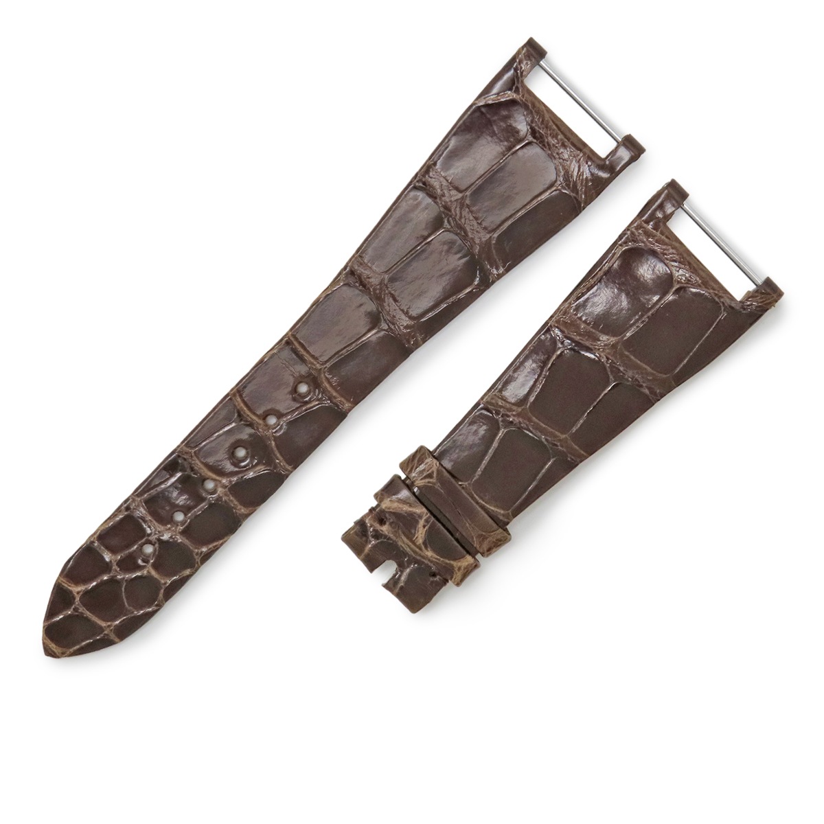 トゥエンティ4用 レザーバンド メンズ 未使用 純正 替え ベルト ストラップ バネ棒 22ｍｍ 艶 ブラウン 茶