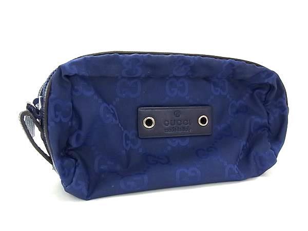 グッチ ポーチ GGナイロン ナイロン レザー 224088 ブルー 化粧ポーチ セカンドバッグ 小物入れ ブランド ミニ財布 タバコケース シガレットケース メンズ【本物保証】