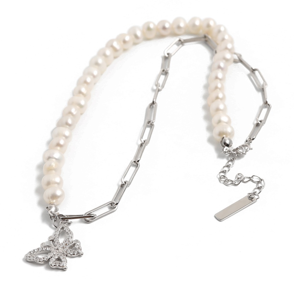 925 不揃いパールネックレス [cn068]