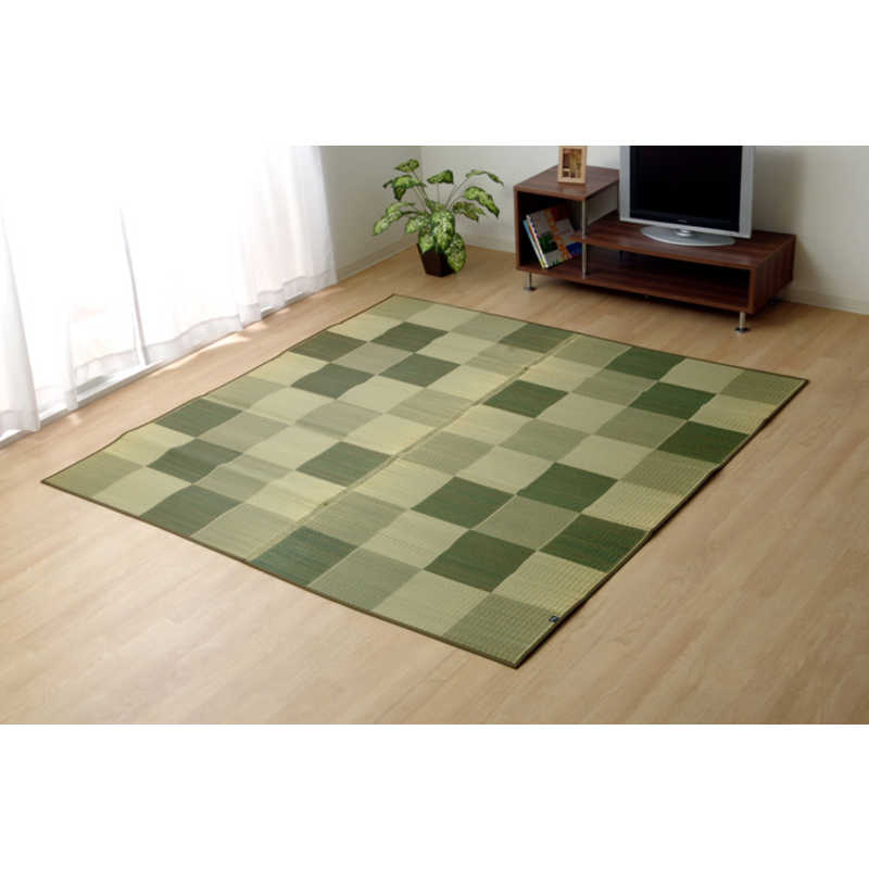 イケヒコ　い草ラグカーペット 『Fブロック2』 グリーン