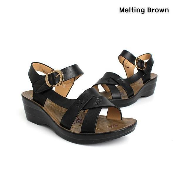 女性カジュアルストラップサンダルミドルヒール2color