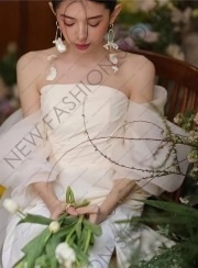 胸ぬぐいイブニングドレスウエディングドレス-25