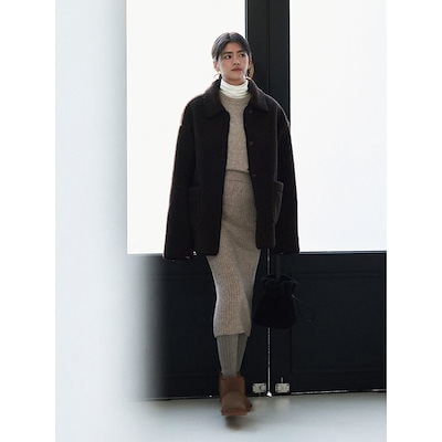 希少 マメクロゴウチ アルパカ ウール ロング ノーカラー コート カーディガン 希少 マメクロゴウチ アルパカ ウール ロング ノーカラー コート