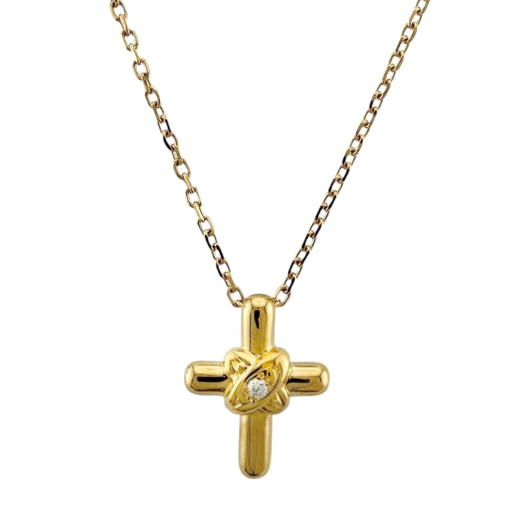 ミキモト ネックレス 18金 K18イエローゴールド ダイヤモンド MIKIMOTO 中古 美品