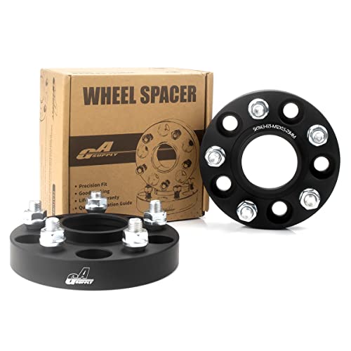 GAsupply 鍛造ワイドトレッドスペーサー PCD114.3 5H 内径67.1 M12XP1.5 厚さ25mm ワイトレハブリング一体 マットブラック【2枚セット】