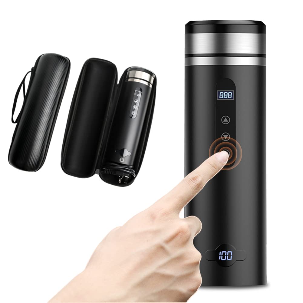 「30℃～100℃調整可」 車載電気ケトル 400ml 沸き立った後に自動的に電源オフ DC12V小型車/24Vトラック兼用 湯沸かし ポット ポータブル カーポット 車用 ボトル 空焚き防止 304