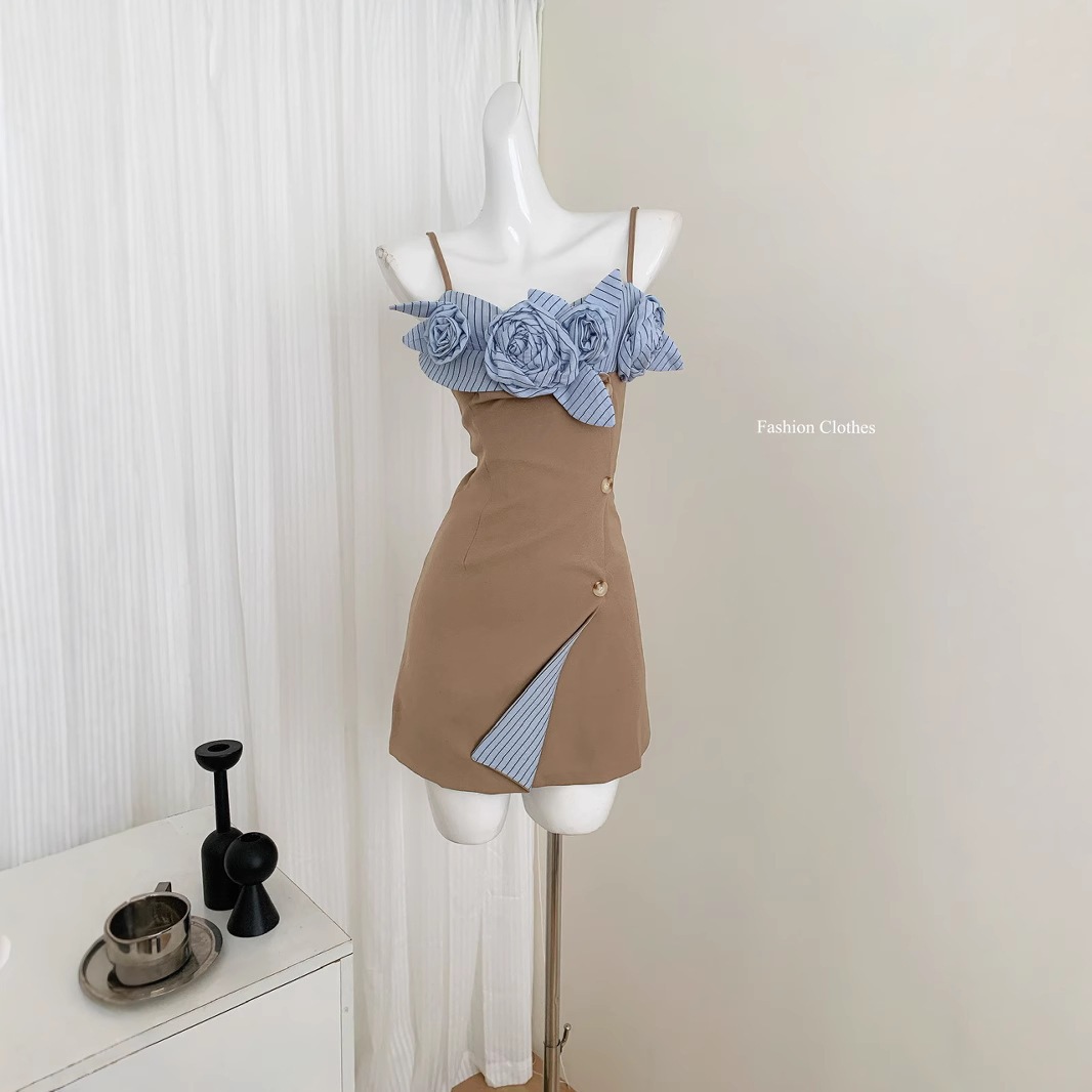 デザイン感キャミソールワンピース女2025夏新作感シャツスカートヒップスカート