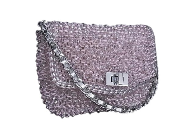 アンテプリマ ハンドバッグ ワイヤーバッグ PVCワイヤー - チェーン ターンロック シルバー金具 ピンク系 シルバー ショルダーバッグ トートバッグ ショッピングバッグ【本物保証】