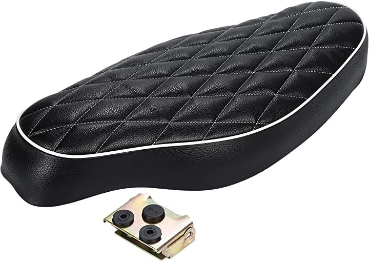 ホンダ 用 スーパーカブ カスタム バイク シート HONDA C50 C70 C90 リトルカブ ダブルシート 汎用 社外品 ブラック02( ブラック02（ライン色ホワイト）)