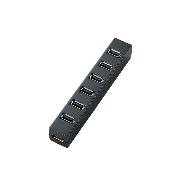 （まとめ）エレコム マグネット付きUSBハブ7ポート ブラック U2H-Z7SBK 1個 (×3セット)スイッチングハブ