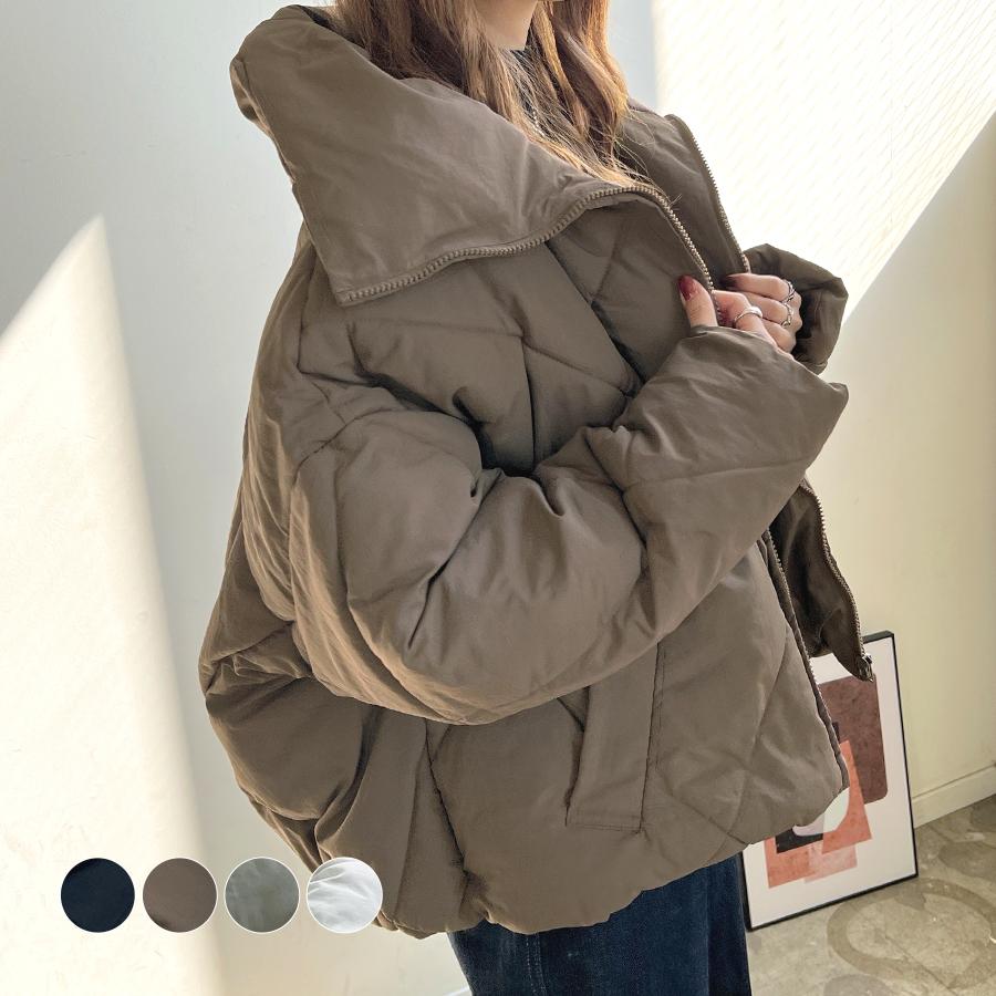 ジャケット ダウンジャケット ダウン アウター 防寒 エレガント カジュアル 上品 大人可愛い 韓国 ファッション /ダイヤキルトフェイクダウンジャケット