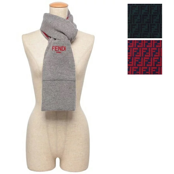 マフラー FF柄 リバーシブル ポケット付き グレー キッズ JUQ020 AO29 F0WZ4 GRIGIO