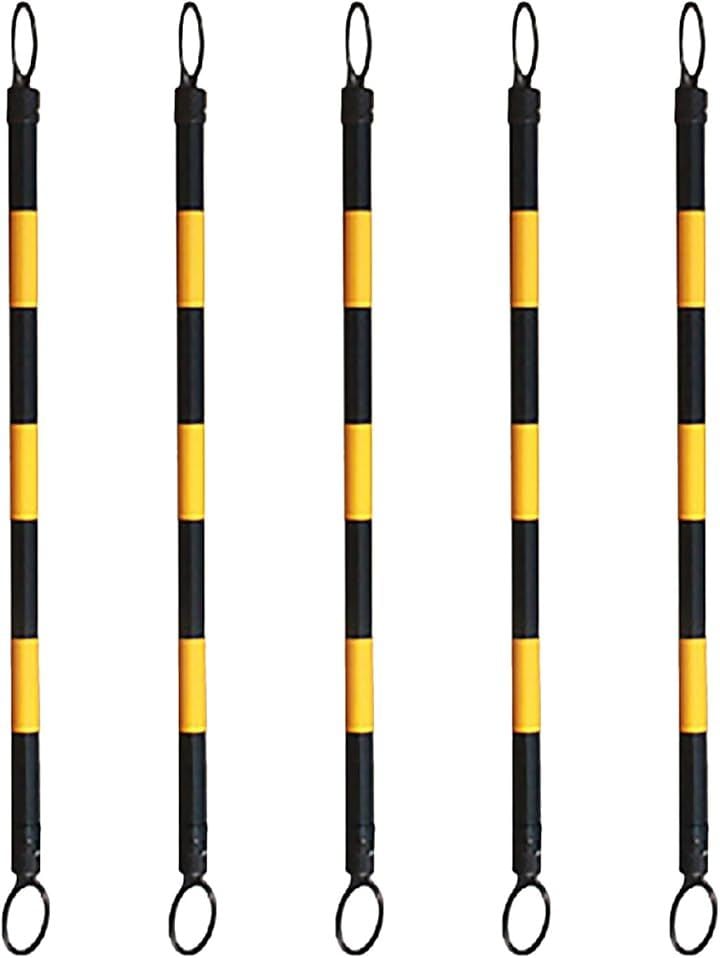 コーンバー 伸縮 5本 三角コーンバー 工事 現場 進入 駐車場 禁止 (黒x黄, 約116-198cm)