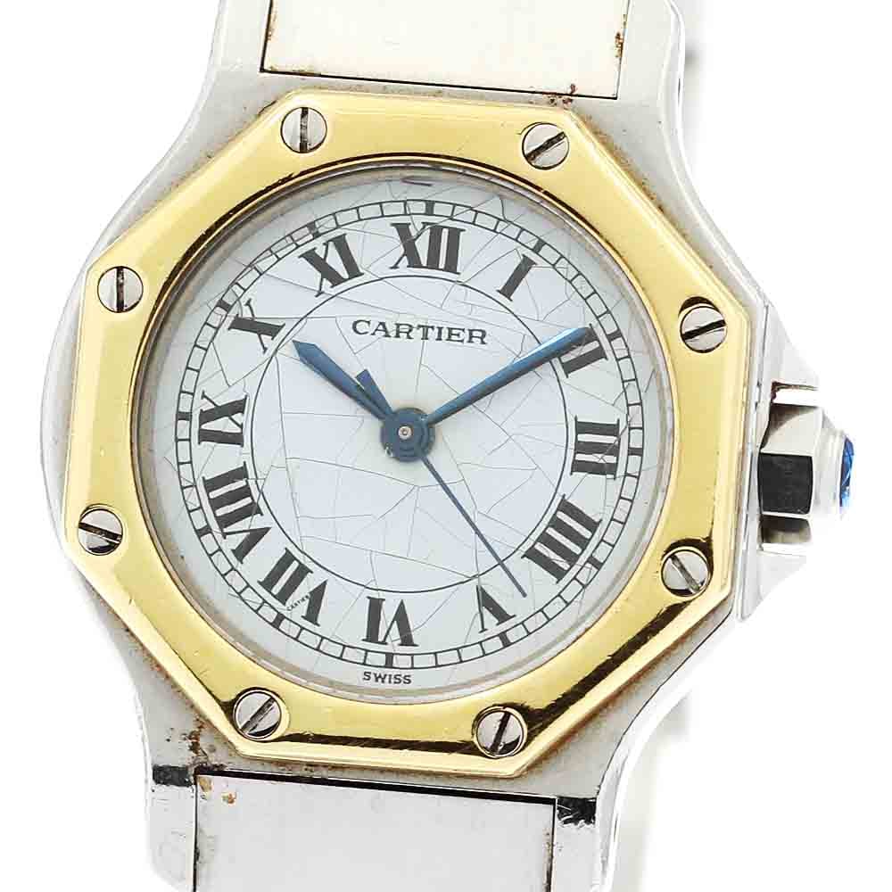 訳あり カルティエ CARTIER サントスオクタゴンSM ゴドロンブレス 自動巻き レディース _877207【中古】