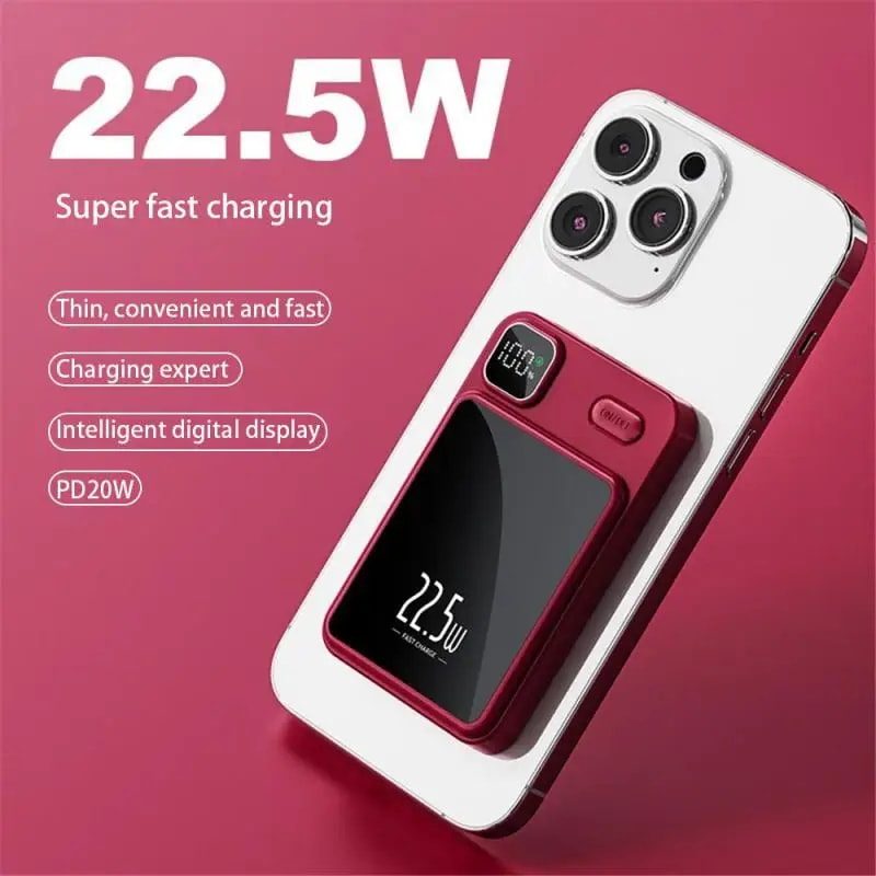 磁気ワイヤレスパワーバンク,100000mAh,iPhone 22.5,12シリーズ用ワイヤレス充電器,Wポータブル充電器,20W PDバッテリーパック - 509