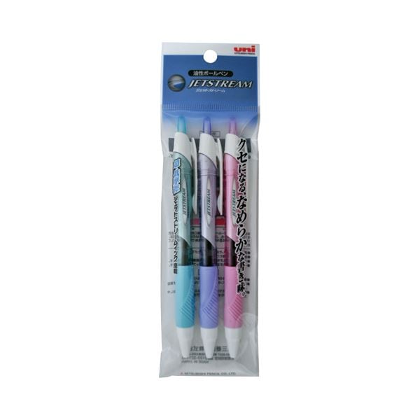 (まとめ) 三菱鉛筆 油性ボールペン ジェットストリーム 0.5mm 黒カラー軸 アソート(3色各1本) SXN15005.3C 1パック (×30セット)