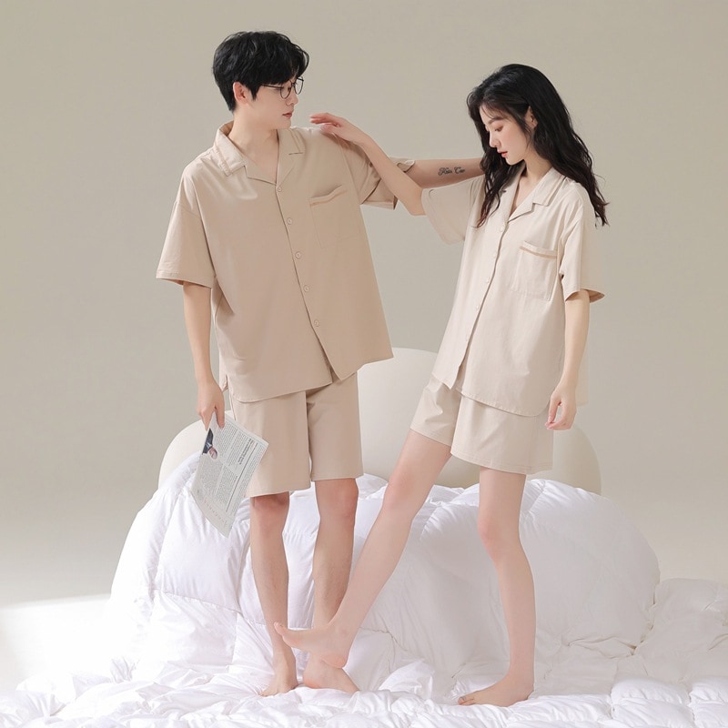 クールカップルカーディガン モーダルパジャマ メンズ 夏 半袖 ショートパンツ レディース 大きいサイズ 家着 スーツ 夏