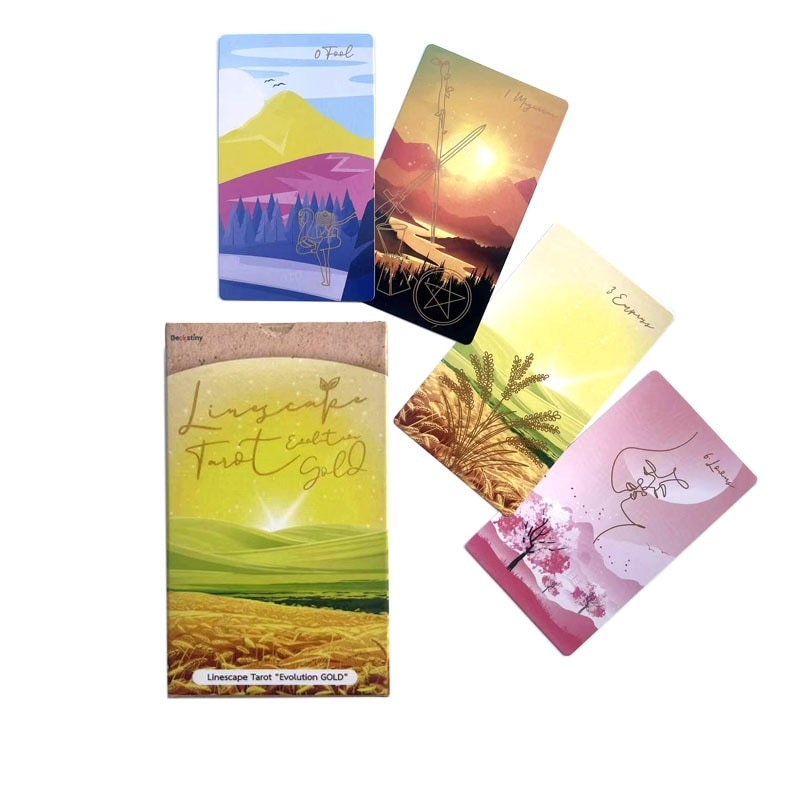 【1点ご購入 で10点プレゼントいたします】12 x 7 cm風景のタロットカードscape Tarot Evo Goldカードボードゲーム