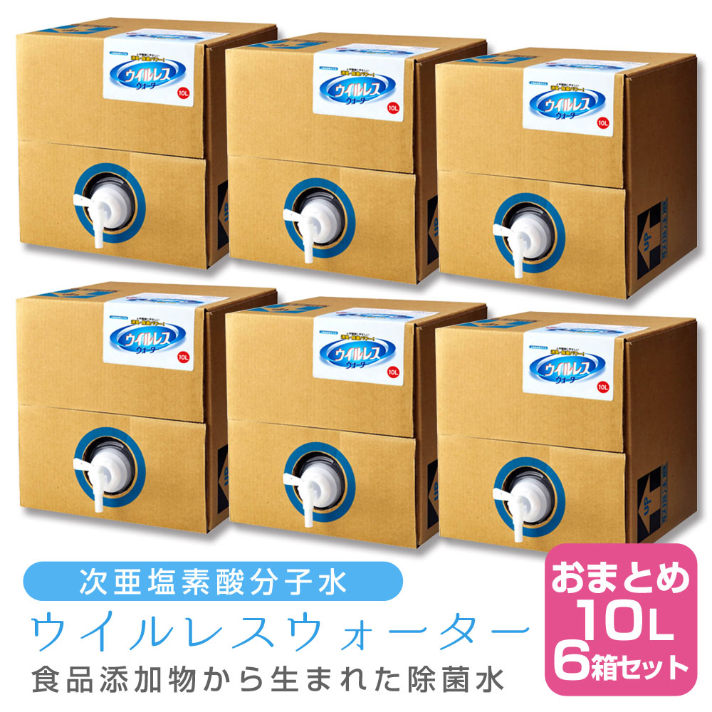 【6個セット】次亜塩素酸分子水 ウイルレスウォーター(10L)　メーカー直送