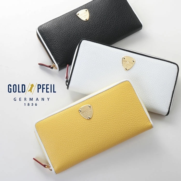 [GOLDPFEIL]牛革レザーバイカラーラウンドファスナー長財布