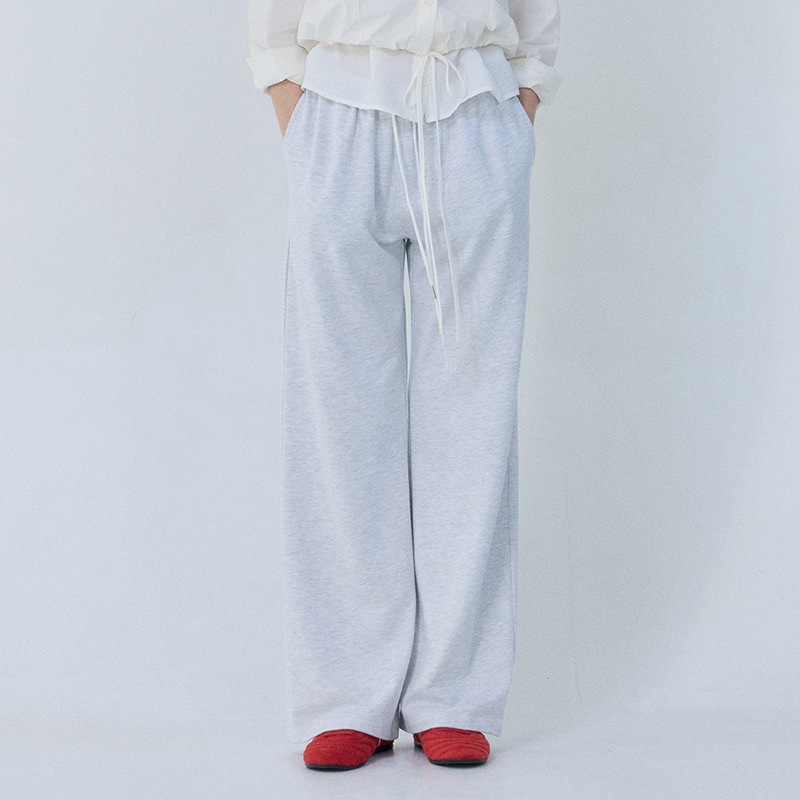 Wide Sweat Pants (White Melange)