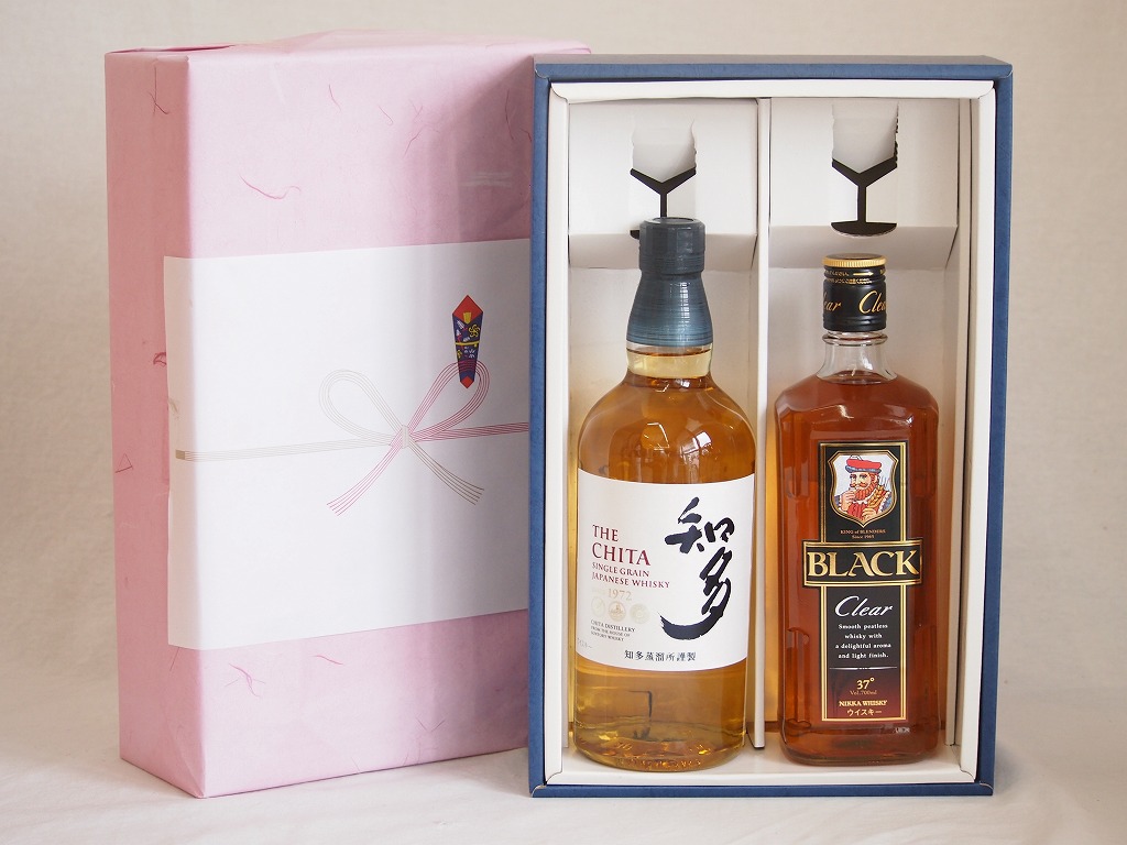 感謝贈り物ウイスキーボックス2本セット(知多 43度 クリアーブラック 37度) 700ml2本