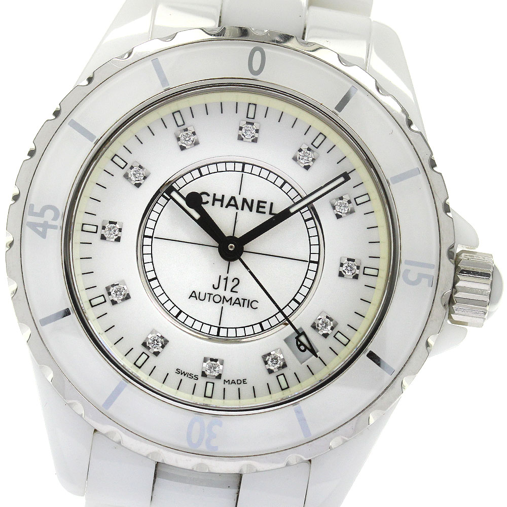 シャネル CHANEL H1629 J12 白セラミック 38MM 12Pダイヤ 自動巻き メンズ _830479【中古】