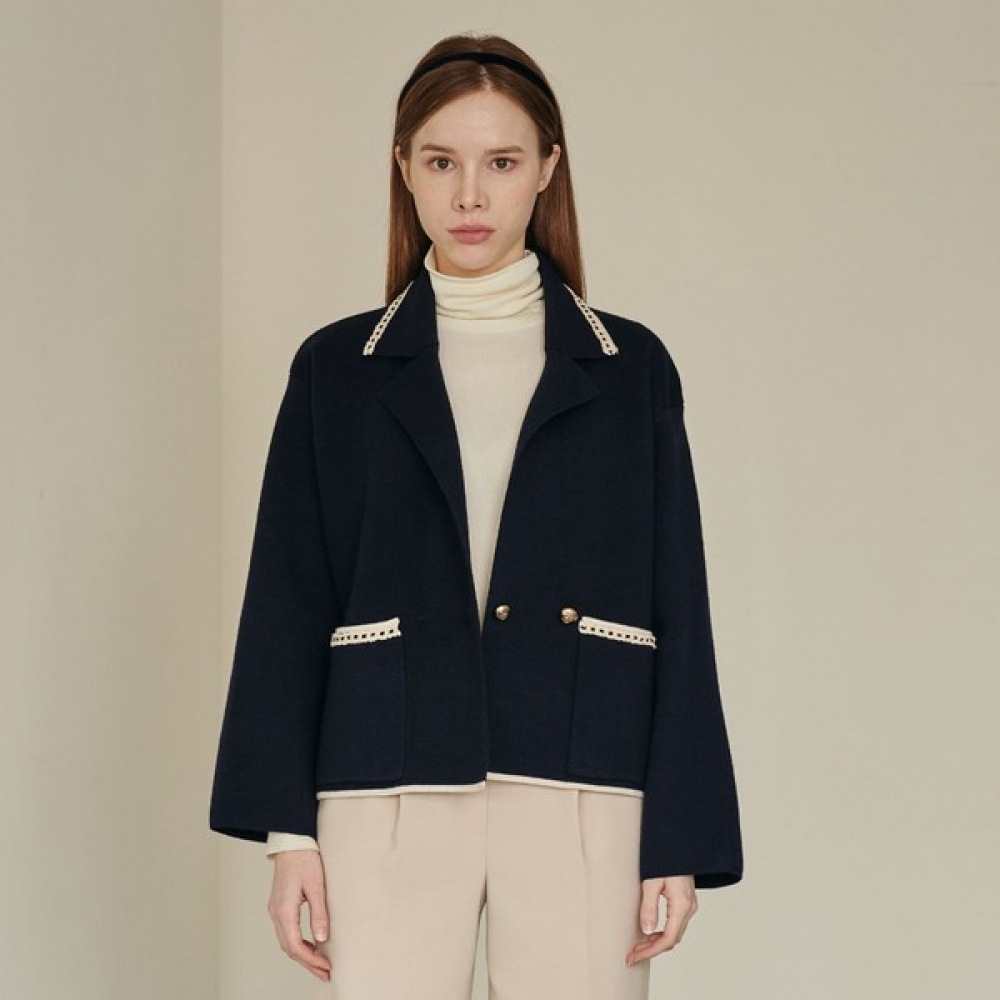 (リアーナニューヨーク) 配色ニットテーラードジャケット RRAQJK010