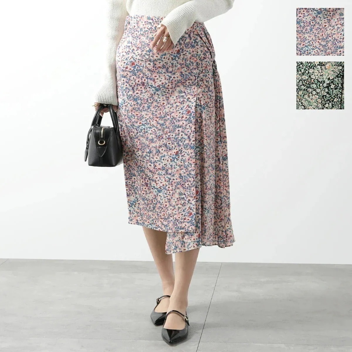 N21 ヌメロヴェントゥーノ スリットスカート C073 5A11 レディース 花柄 フラワー アシンメトリー カラー2色 【mega】