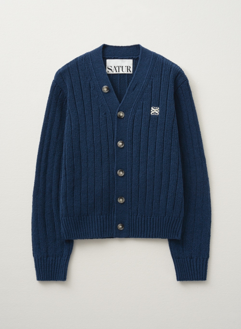 【SATUR】 (W) FARO OVER SIZE BOUCLE CARDIGAN : NAVY PEONY