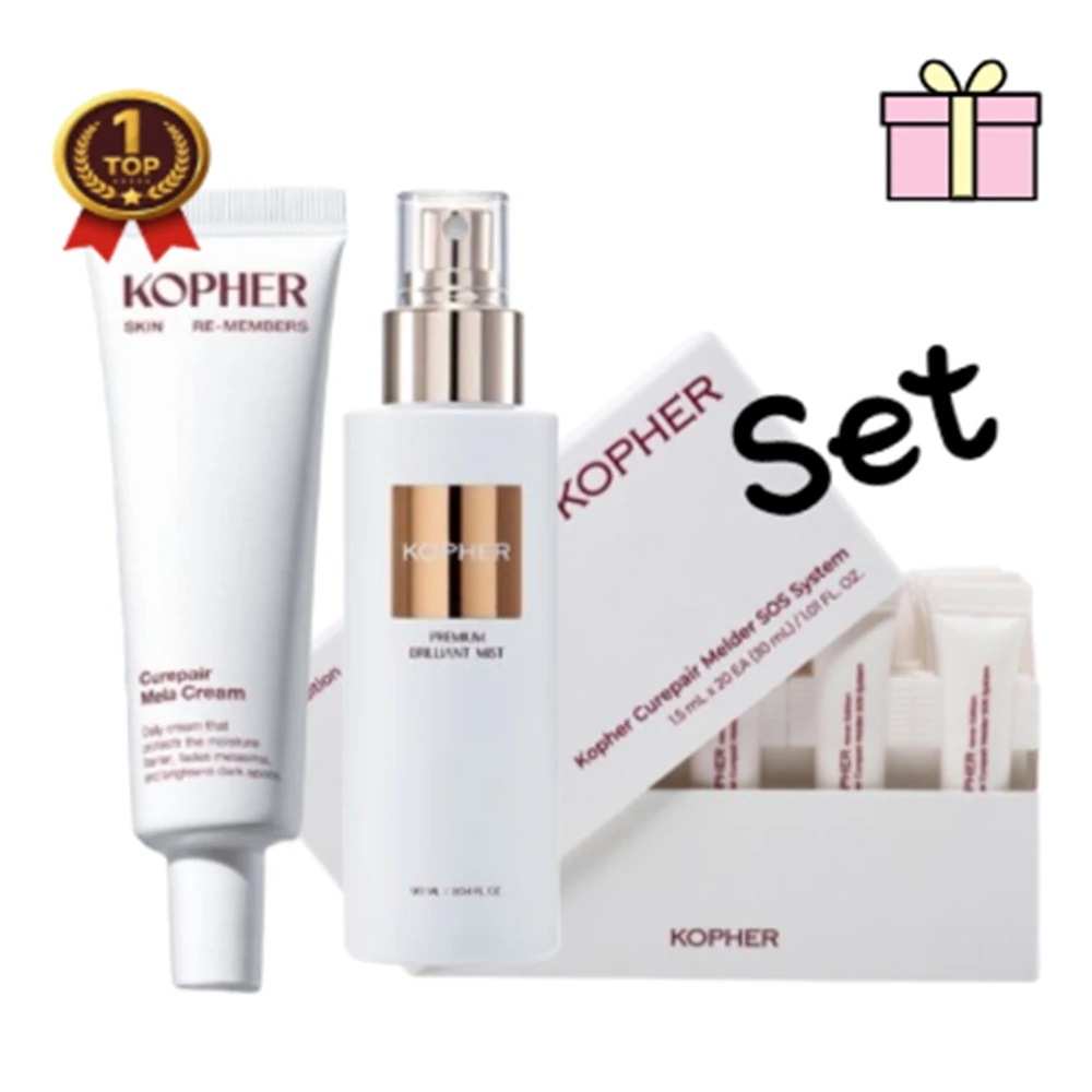 【1+1+1】【企画セット】【韓国コスメ】キュリペアメラクリーム, 35ml 1個 /+プレミアムブリリアントミスト, 90ml, 1個 /+キュリペアSOSメルダーシステム, 1.5ml, 20個