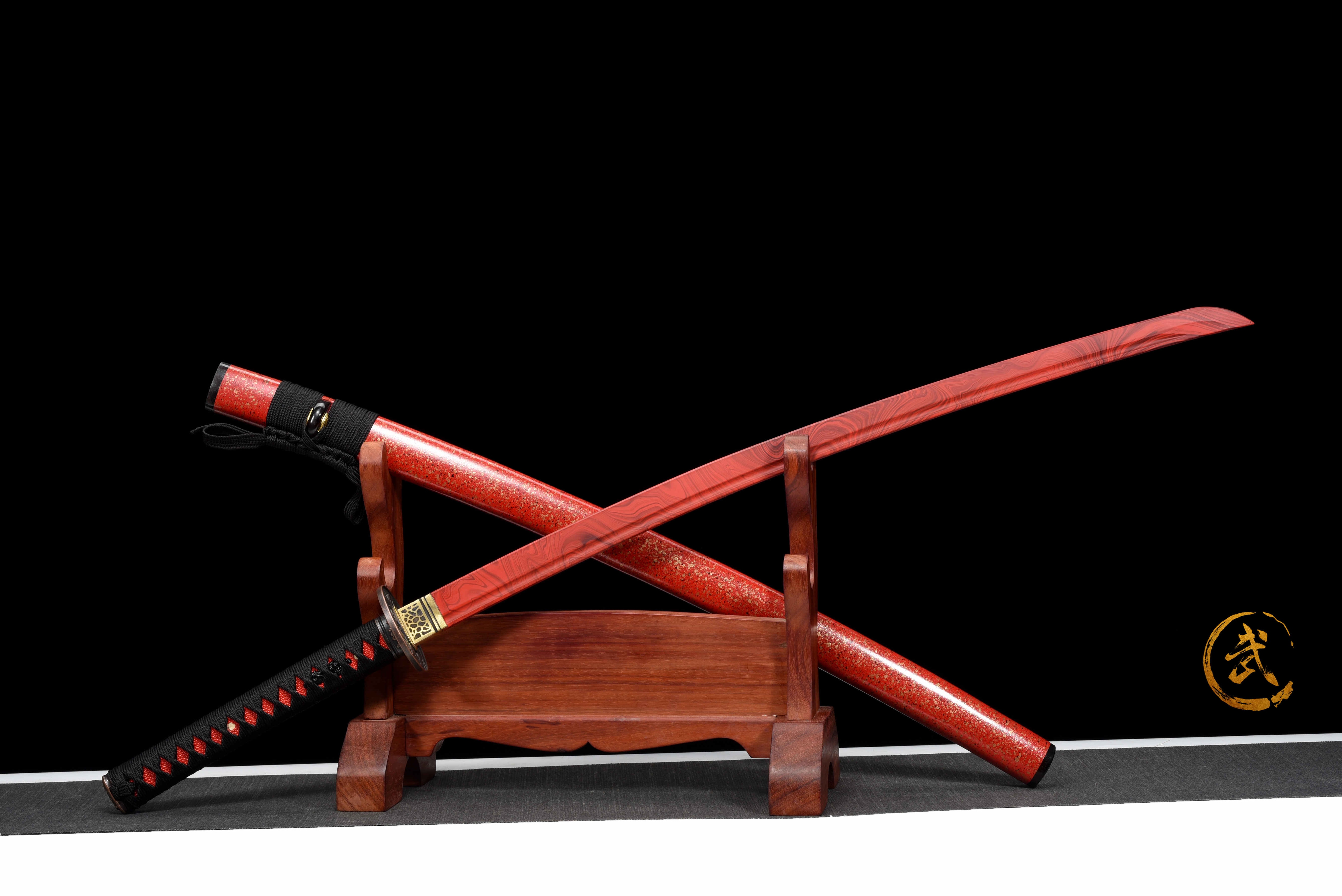 コスプレ日本のアニメのコスプレ赤い武士の刀カンフー武術忍者の訓練武器の贈り物バイキング竹剣