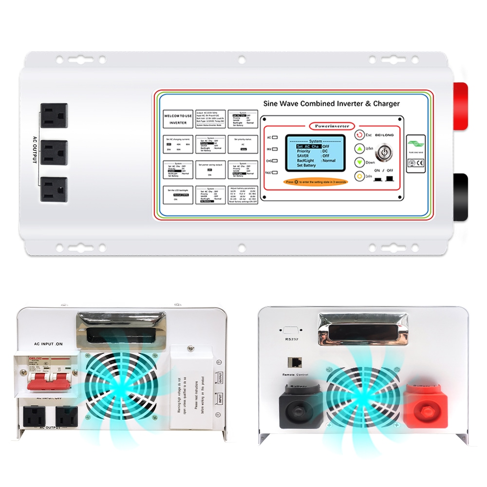 インバーター 正弦波 12V 100V 2500W 最大5000W DC AC 直流 交流 変換 リモコン付き カーインバーター コンセント4 車中泊グッズ スマホ充電 アウトドア 発電機 自動車