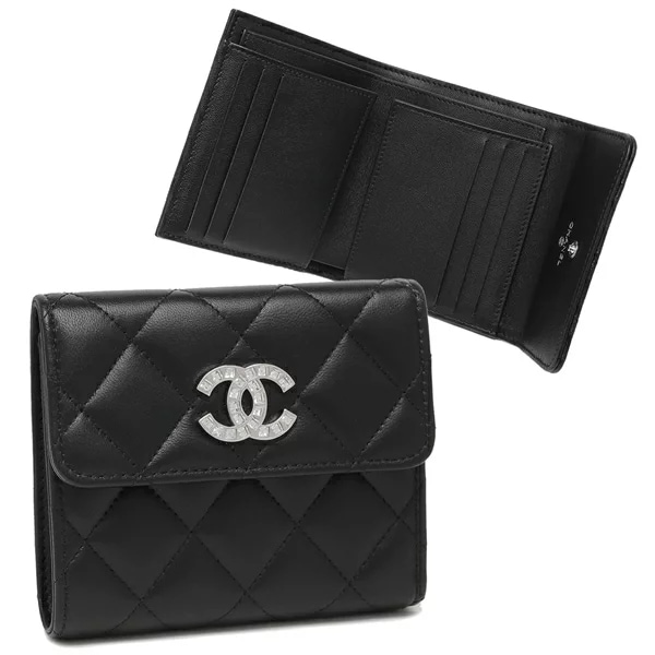 三つ折り財布 スモールウォレット マトラッセ ブラック レディース AP3986 B16265 94305