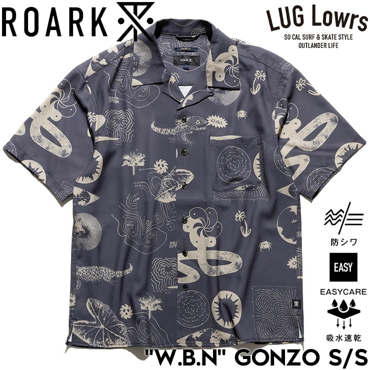 ROARK ロアーク 半袖シャツ メンズ シャツ 総柄シャツ ポリエステルシャツ 吸水速乾 W.B.N GONZO S/S RWJ1204-CHA 26SP 日本代理店正規品