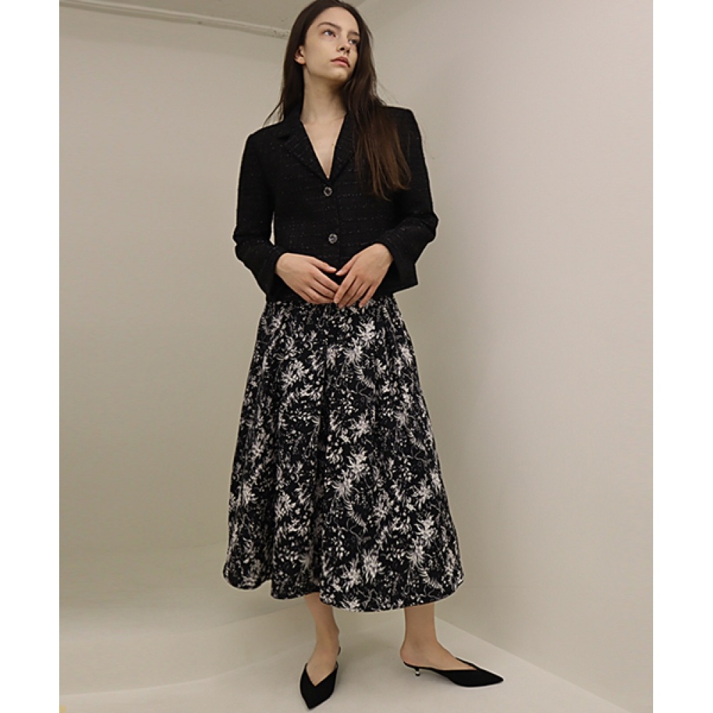 DAMAGE MNEMONICコットンフラワーブラックスカート_コットンフラワーBK SK