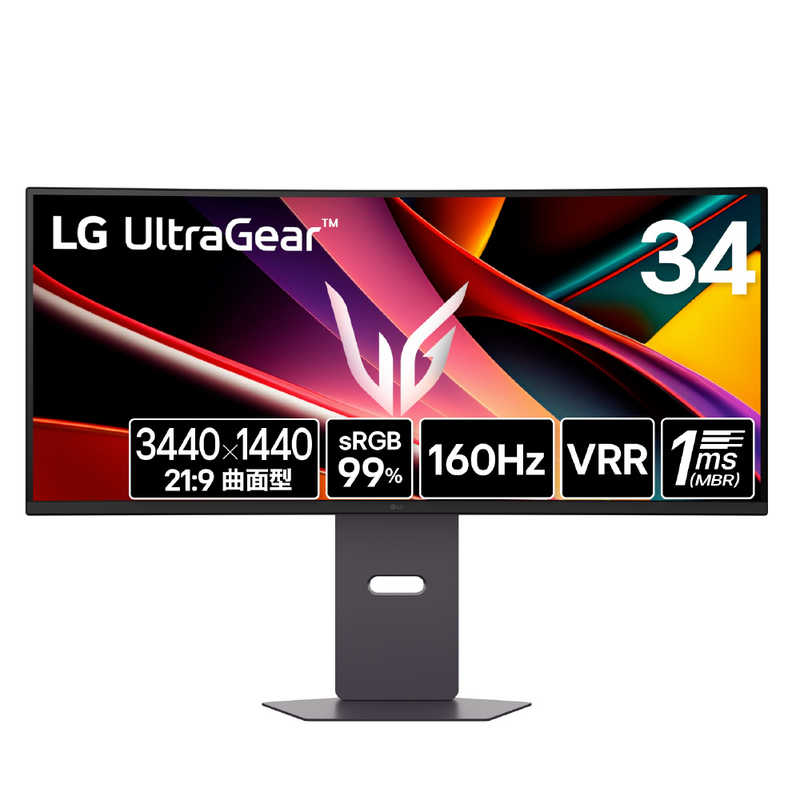 LG　ウルトラワイドゲーミングモニター UltraGear ［34型 / UWQHD(3440×1440) / ワイド / 曲面型］ ブラック　34G600A-B