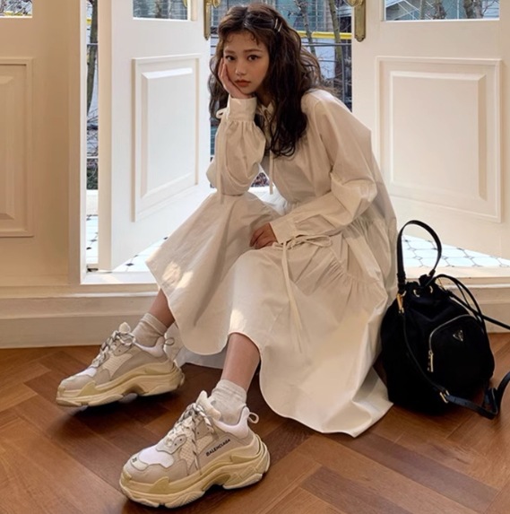 ワンピース セットアップ オールインワン チュニック 白シャツ ロングスカート フレアスカート シャツワンピース フレアワンピース ワンピドレス ミモレ ロング 袖あり 長袖 萌袖 襟付き フレア