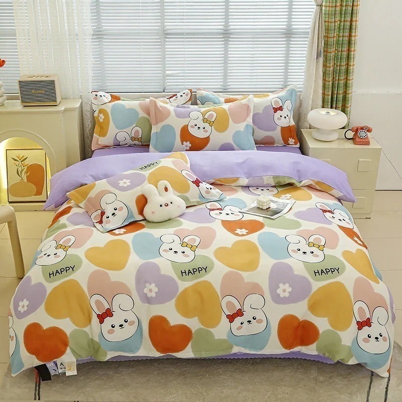 【急速出荷!】今の流行ベッドシーツ 掛け布団カバー 学生寮寝具 4点セット シングル 肌に優しい ソフト 3点セット