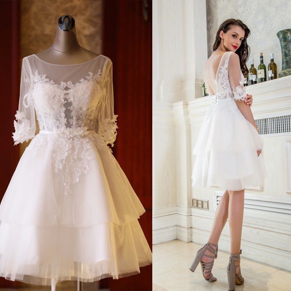 ミニドレス 白 ウェディングドレス 二次会 ドレス 結婚式 発表会 パーティードレス ワンピース 花嫁 コンサート 披露宴 ブライダル お呼ばれドレス